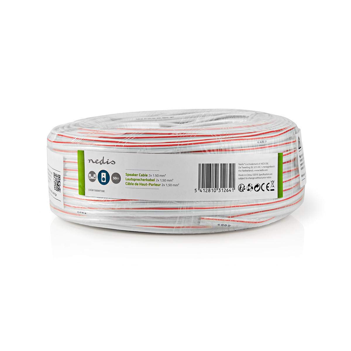 Nedis - Kabel głośnikowy - 2x 1,50 mm² - CCA - 100 m - okrągły - owinięty - PCW - przezroczysty