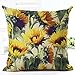 Housse de coussin Profusion Circle en lin avec motif de fleurs et plantes vertes tropicales - Décoration de canapé pour la maison, Lin, mixte, 24 Sunflower