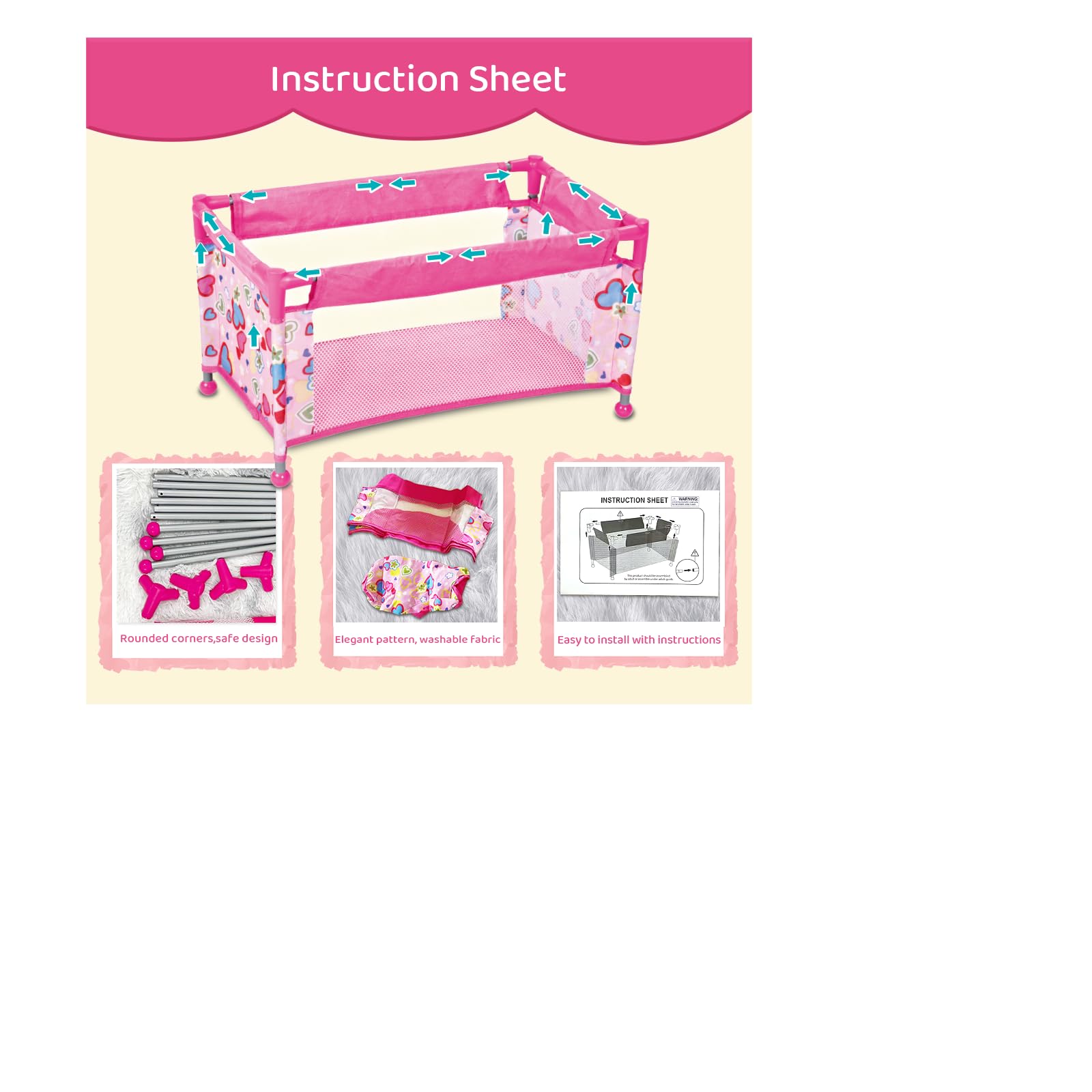 lit poupee pour poupée de 43 cm | accessoires poupon lit bebe jouet | lit de voyage pour poupée | cadeau pour filles de plus de 3 ans
