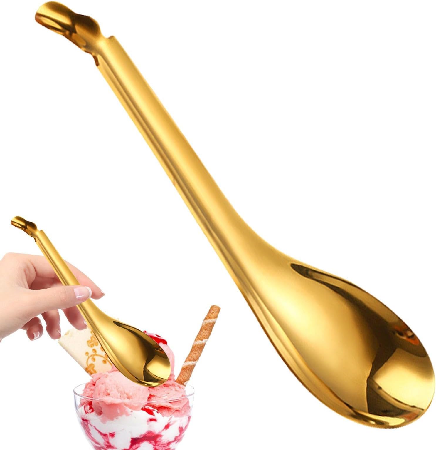 Spherification Spoon - Cooking Spoon, Silicone Spoons for Cooking, Slotted Spoons, Stainless Steel Spherification Strainers,Kitchen Gold Or Silver Colander Cookings Gadget Spon for Caviar Sauces Dips