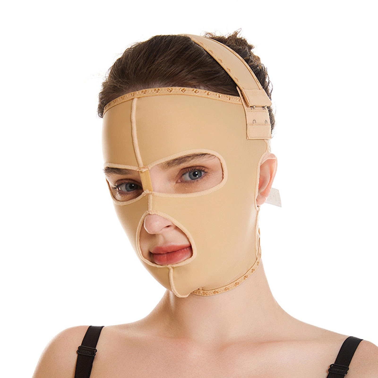 Wkzsxxmj Unisex Skin Post Surgery Lipo Compression Full Face Lift Strap Neck And Chin Cover Wrap Bandage After Liposuction Surgery Facelift(L)