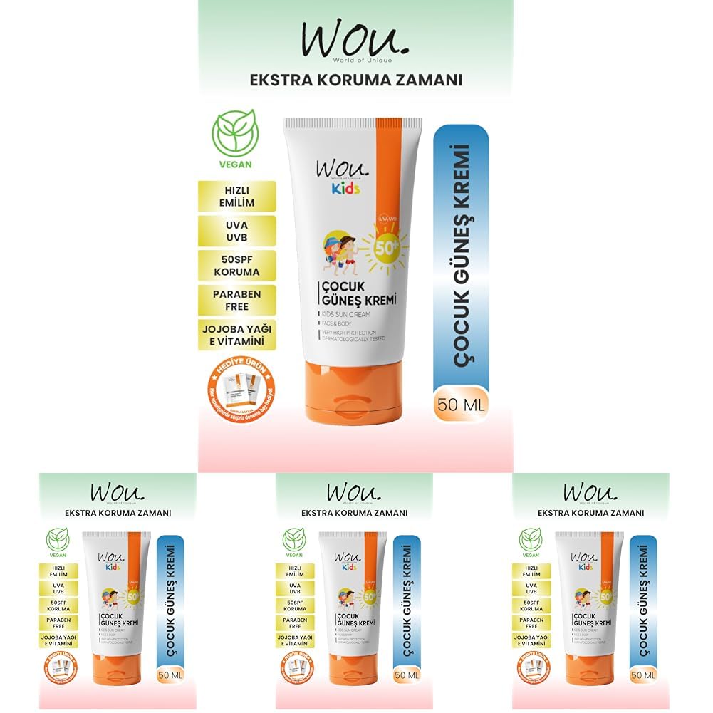 WOU Çocuk Güneş Kremi 50Ml 50+ (4 paketi)
