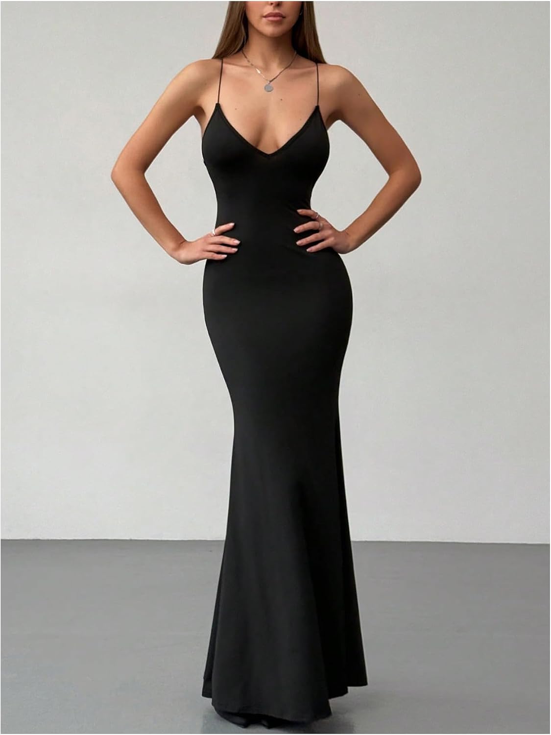 Verdusa Women's Wedding Guest Dress Open Back Maxi Fishtail Cocktail Dresses Party Outfits