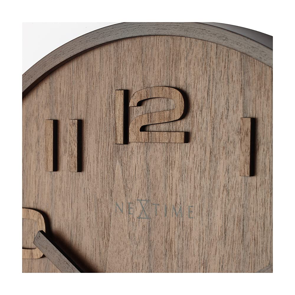 送料込】NEXTIME ウッドウッドミディアム 壁掛け時計(グレー) 35cm