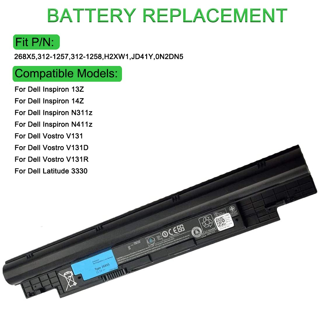 Original Dell Akku 42Wh 11.4V – Passend Für Vostro, Latitude & Inspiron – Typ WDX0R, 3 Zellen, 3500 MAh