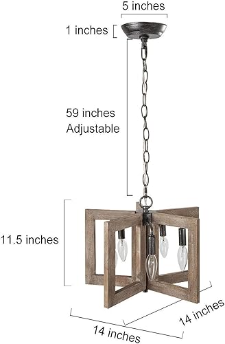 Miniatura 5 de Lámpara de araña de granja, lámpara de madera para isla de cocina, 5 lámparas rústicas para comedor, vestíbulo, entrada