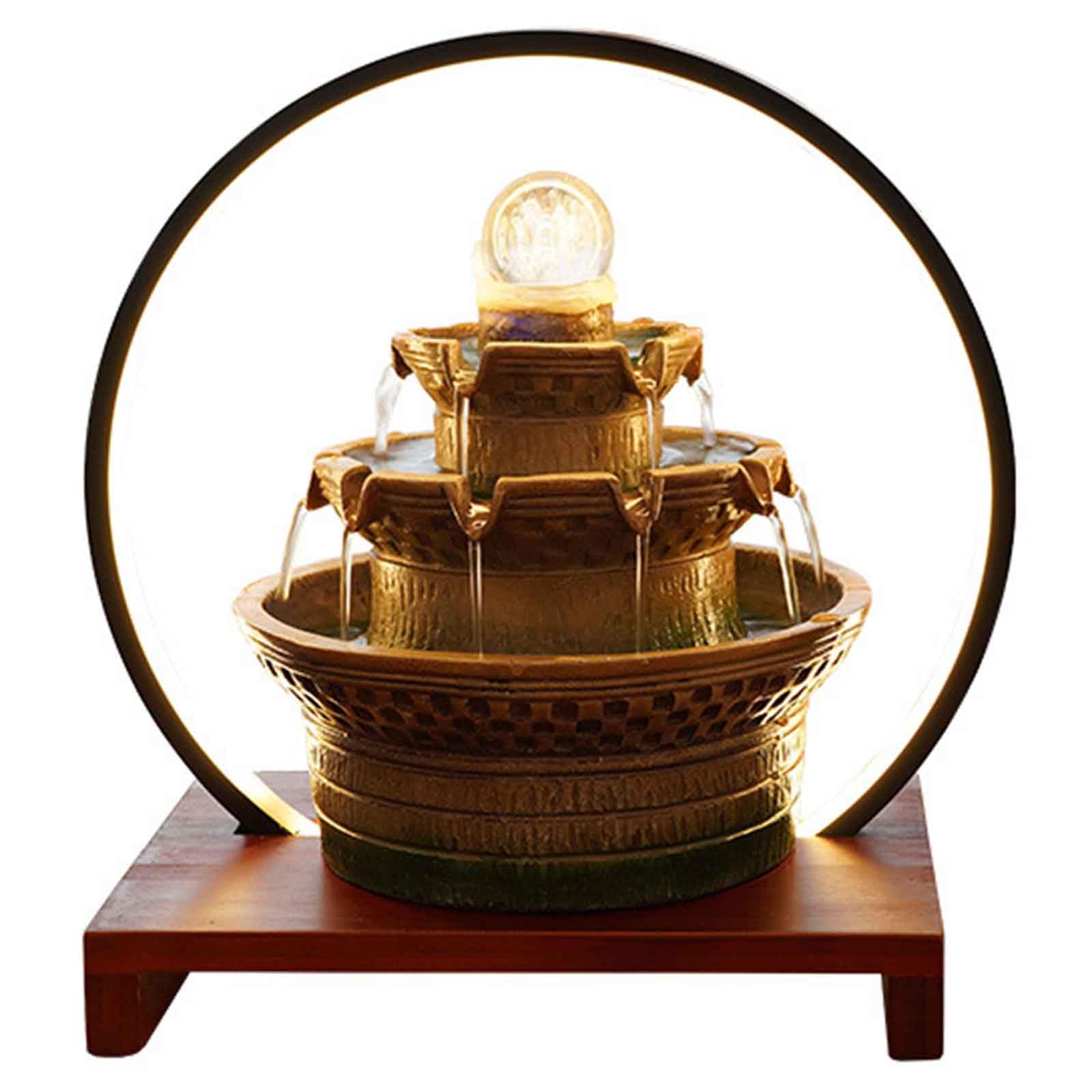 desktop fountain, Tabletop Waterfall Fountain Indoor with Lights, for Table Desk-Top Home Office Bedroom House Relaxation