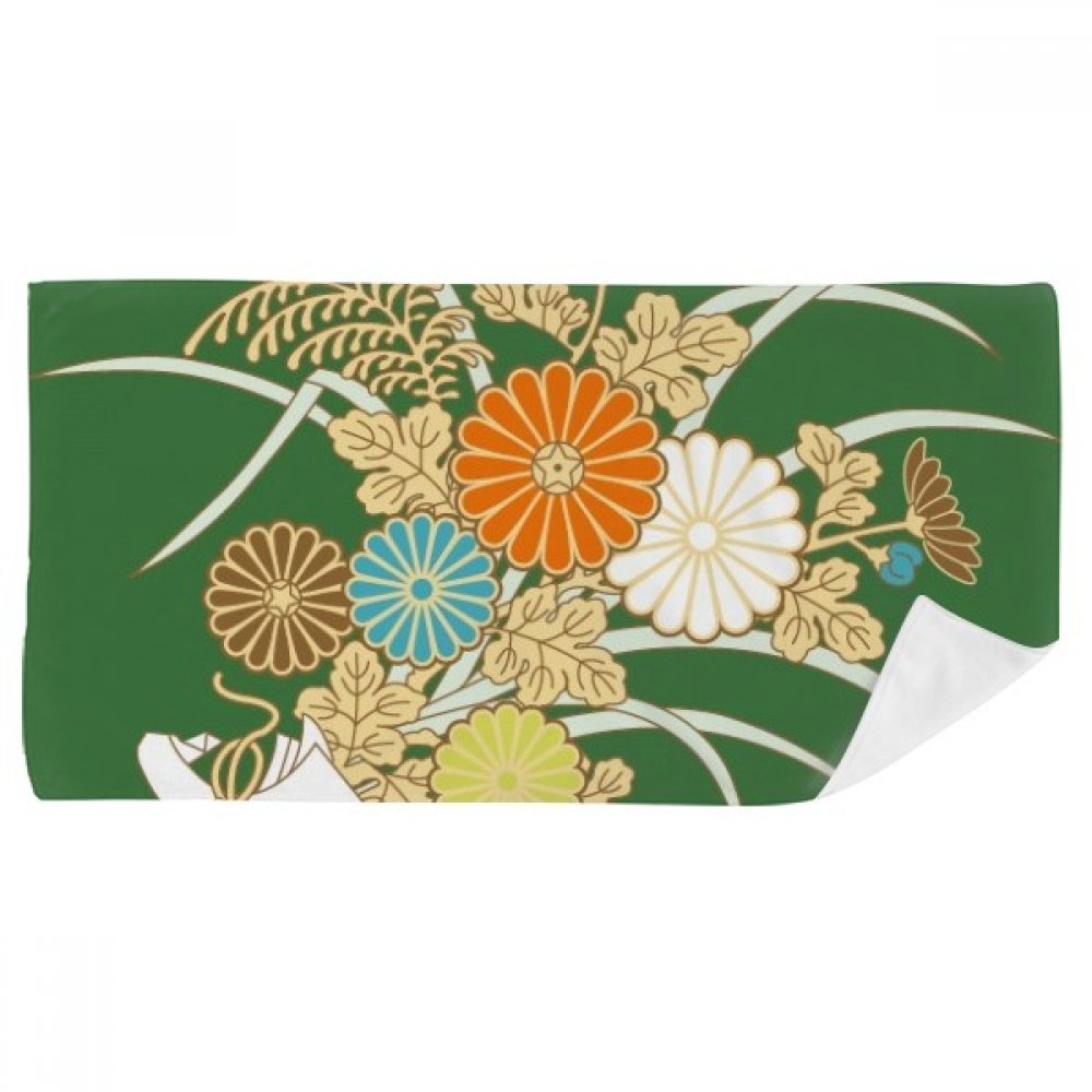 Serviette de bain fleur jaune style japonais pour vos séances de sport et de spa
