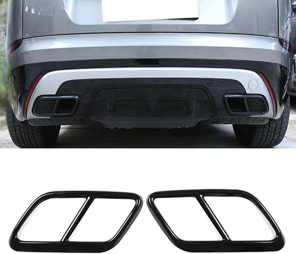 Car Rear Exhaust Muffler Tail Pipe Cover Trim For Land Rover Range Velar 2017-2021 Stainless Accessories Rear End Components(Black)