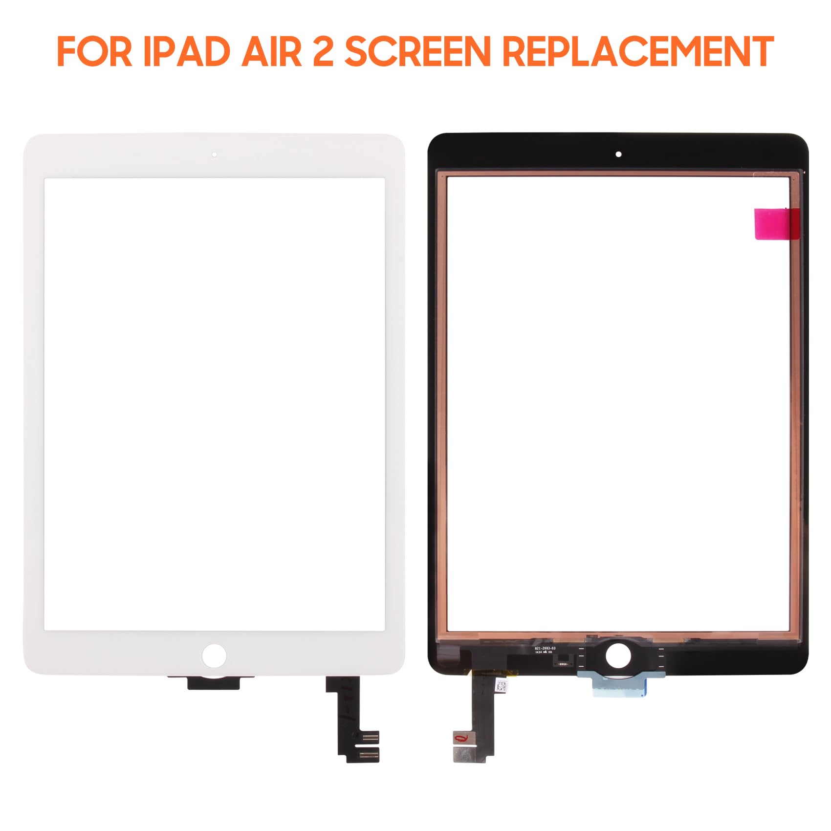 Schermo touch screen per iPad Air 2 di ricambio per iPad Air 2 generazione A1566 A1567 9,7 pollici Digitalizzatore Vetro Pannello con Riparazione Senza Display LCD (Bianco)