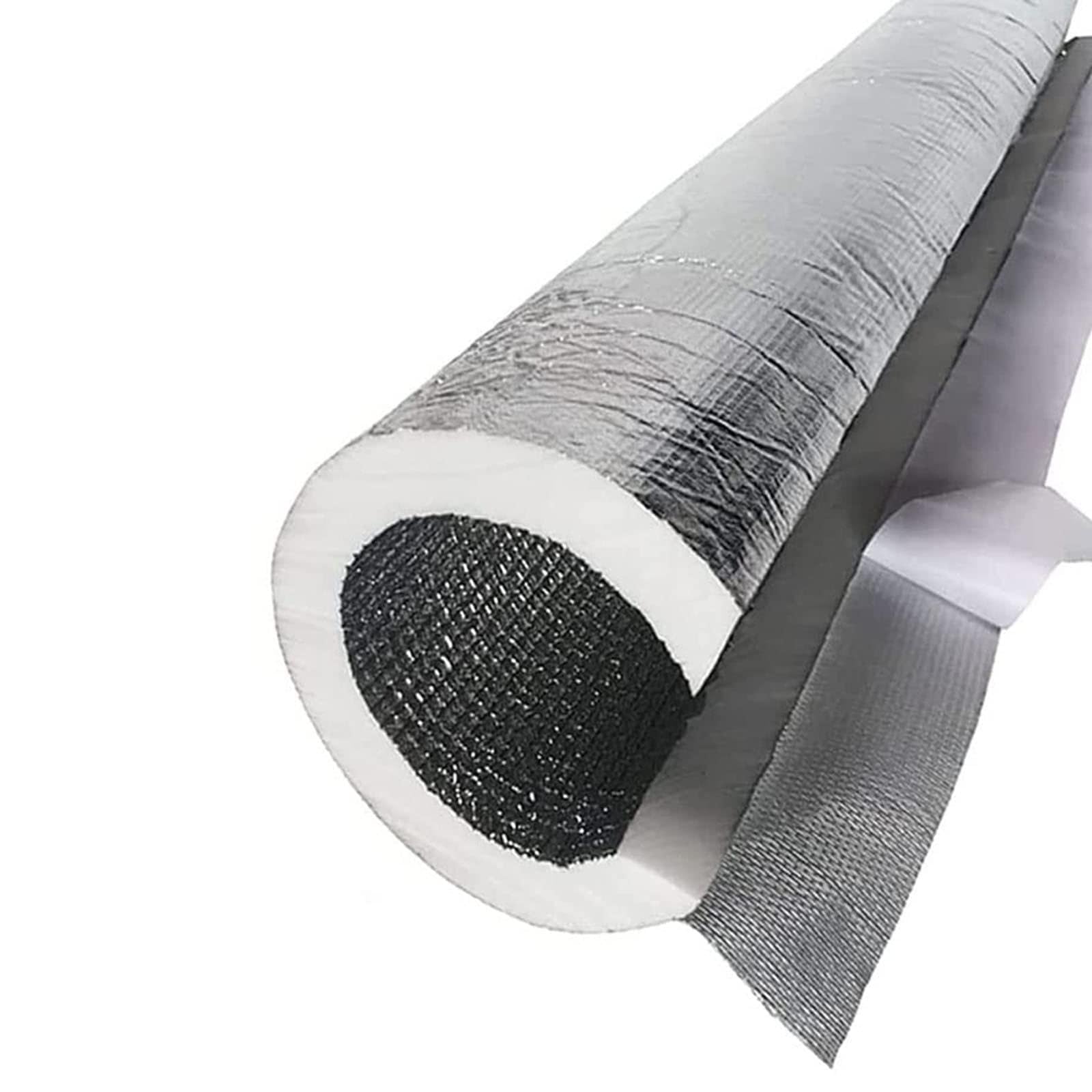 Tubo De Aislamiento De Tubería para Exteriores, Aislamiento De Tubería De Espuma Autoadhesiva Abierta, Diseño De Lámina De Aluminio De Doble Capa, 20 Mm De Espesor, Longitud 1 M