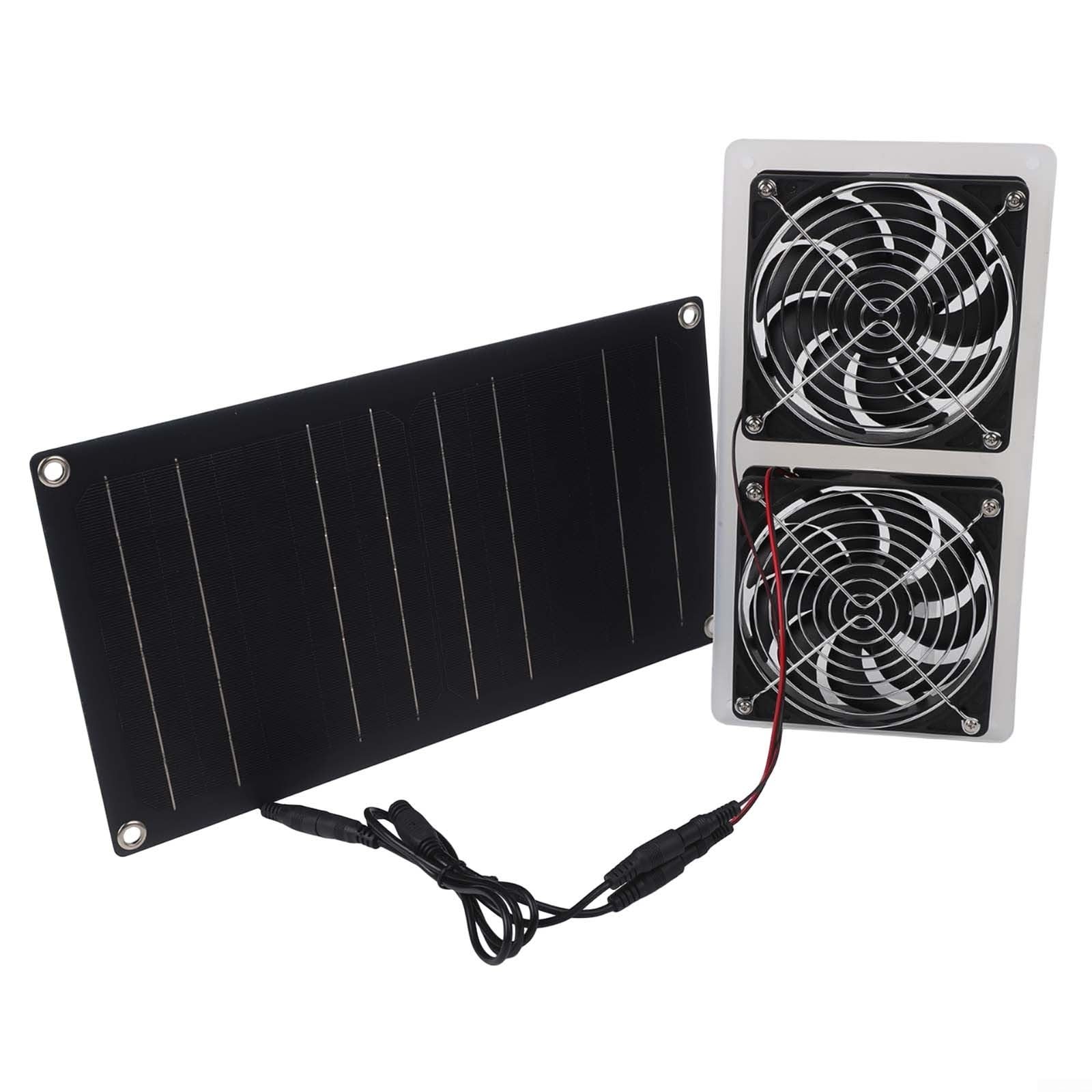 30W Set di ventole solari con 2 ventole impermeabili IPX7, doppia griglia di protezione per la sicurezza degli animali, pannello solare resistente alle intemperie per pollaio, serra, capannone