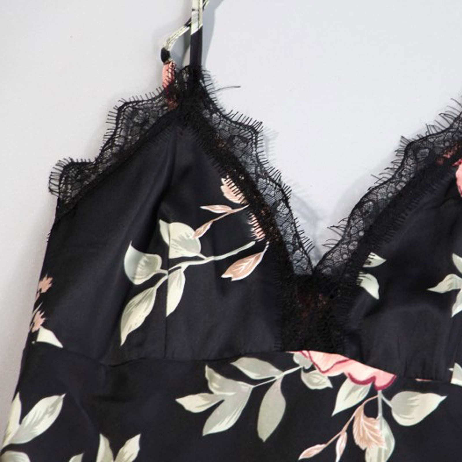 Camicia da Notte in Pizzo Pigiama Senza Montatura in Seta Intimo da Donna Indumenti da Notte Abiti Sexy per Donna Lingerie Sexy (Nero XXL)