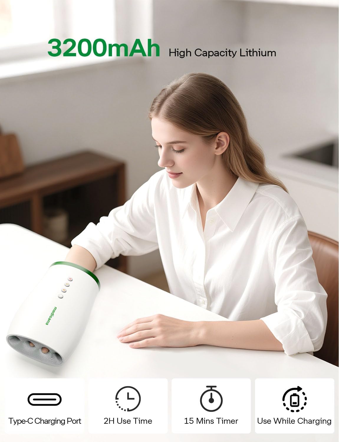 Medisana Hand Massager for Arthritis and Carpal Tunnel, Electric Hand Massager with Heat and Compression-Birthday & Christmas &Thanksgiving & Mother's Day & Personalized Gifts for Women Wife Mom