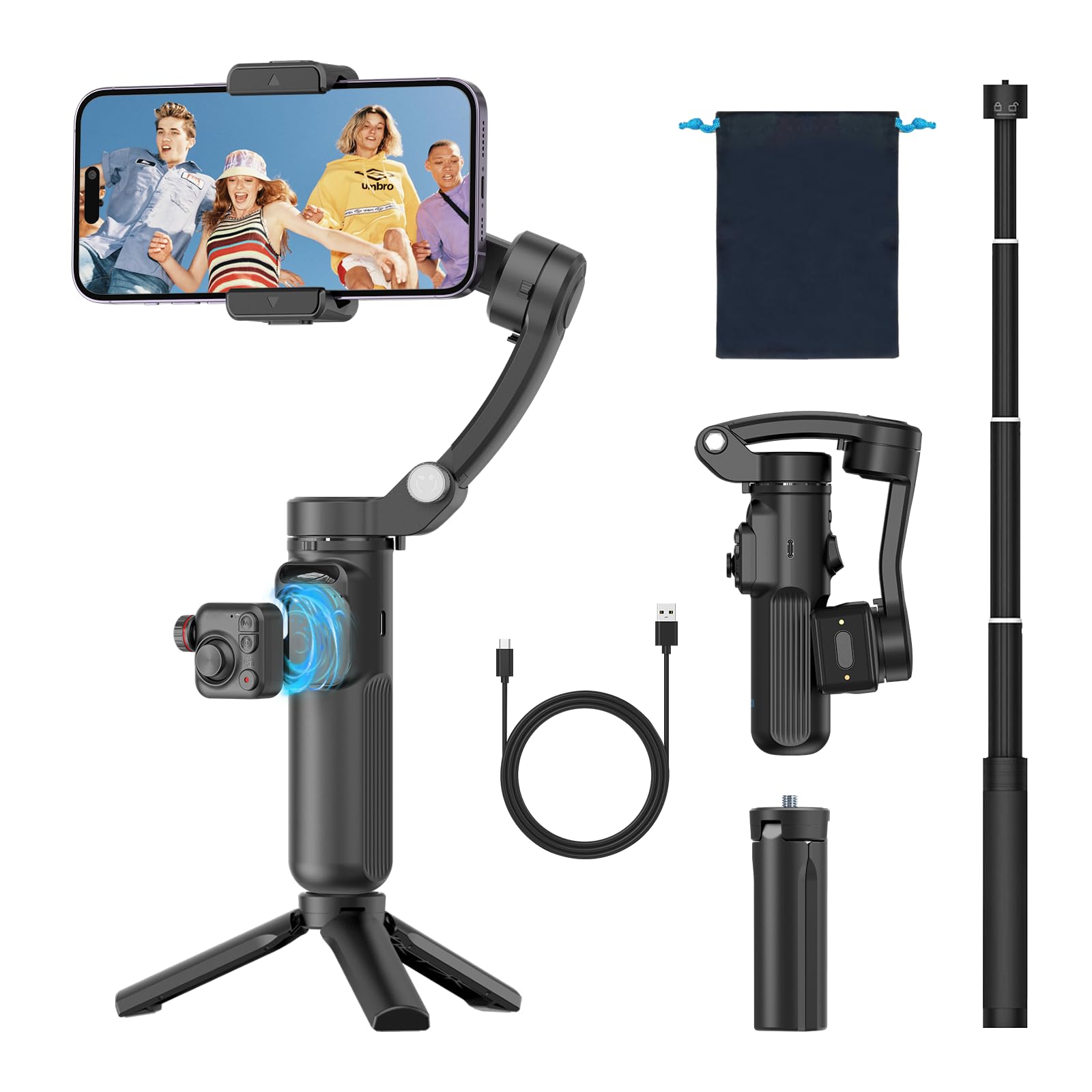 L7C 3 Axis Foldable Gimbal スマホジンバル Amazon.com: Phone Gimbal 3-Axis Foldable Stabilizer with