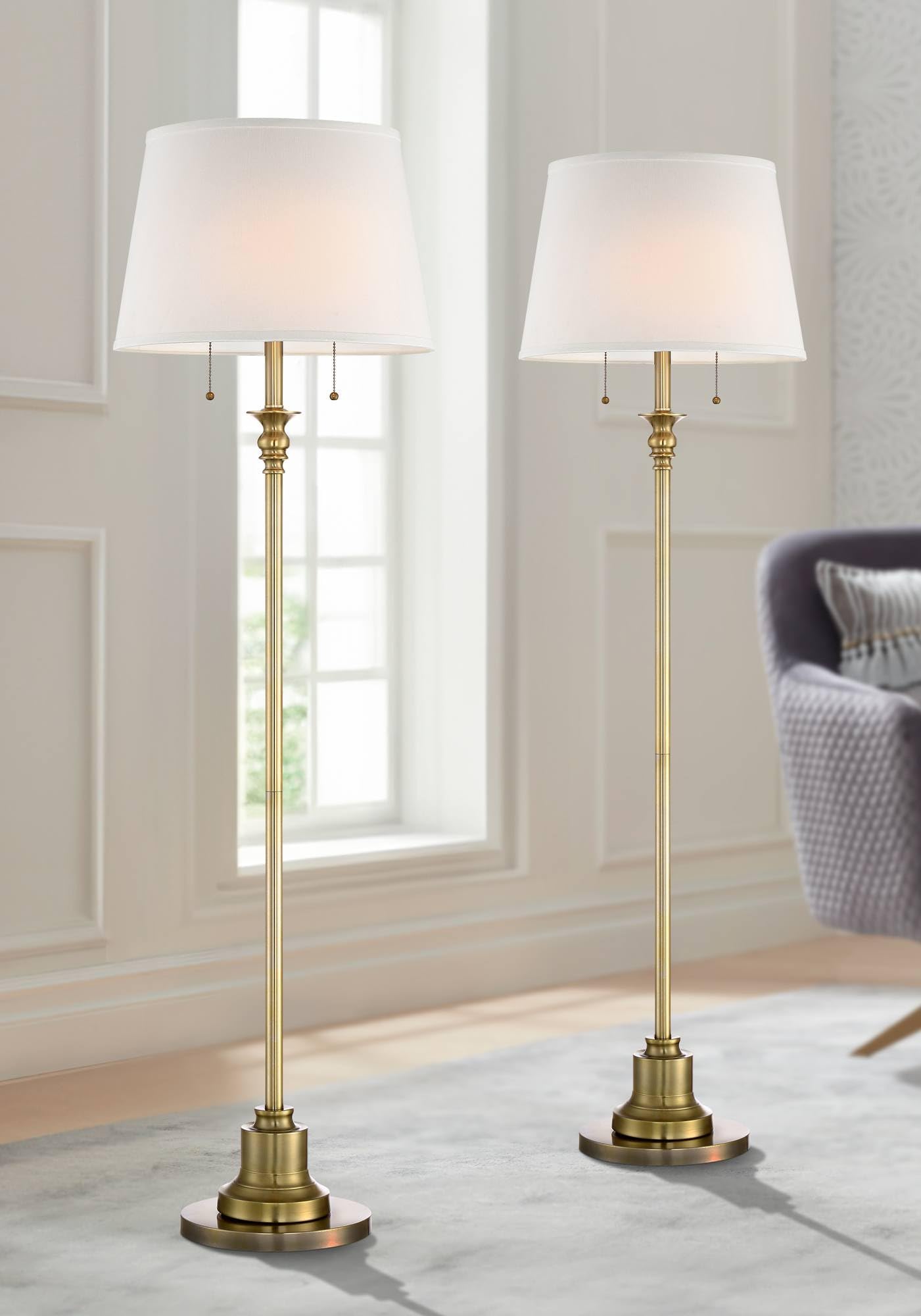 360 Lighting Spenser Traditional 58" Tall Standing Floor Lamps Set of 2 Lights Pull Chain Gold ...
