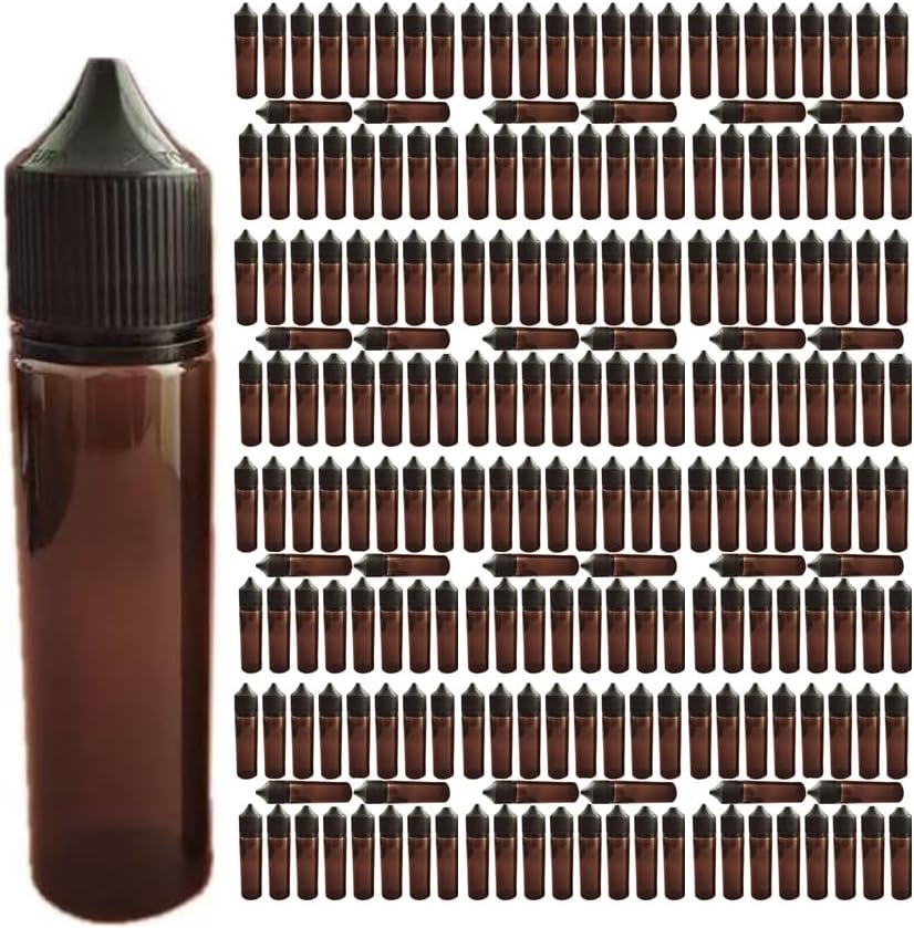 60ml / 2oz V3 PET Gorilla Chubby Unicorn Bottles With CR Cap & Leak-proof | Push Down & Turn to Open Cap Squeeze Dropper Bottle Dispenser for DIY Liquids Mixing (Black 60mL,1000)