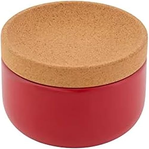 Kamenstein Cerdo de sal de cerámica y corcho con tapa de fácil elevación para un fácil acceso, rojo