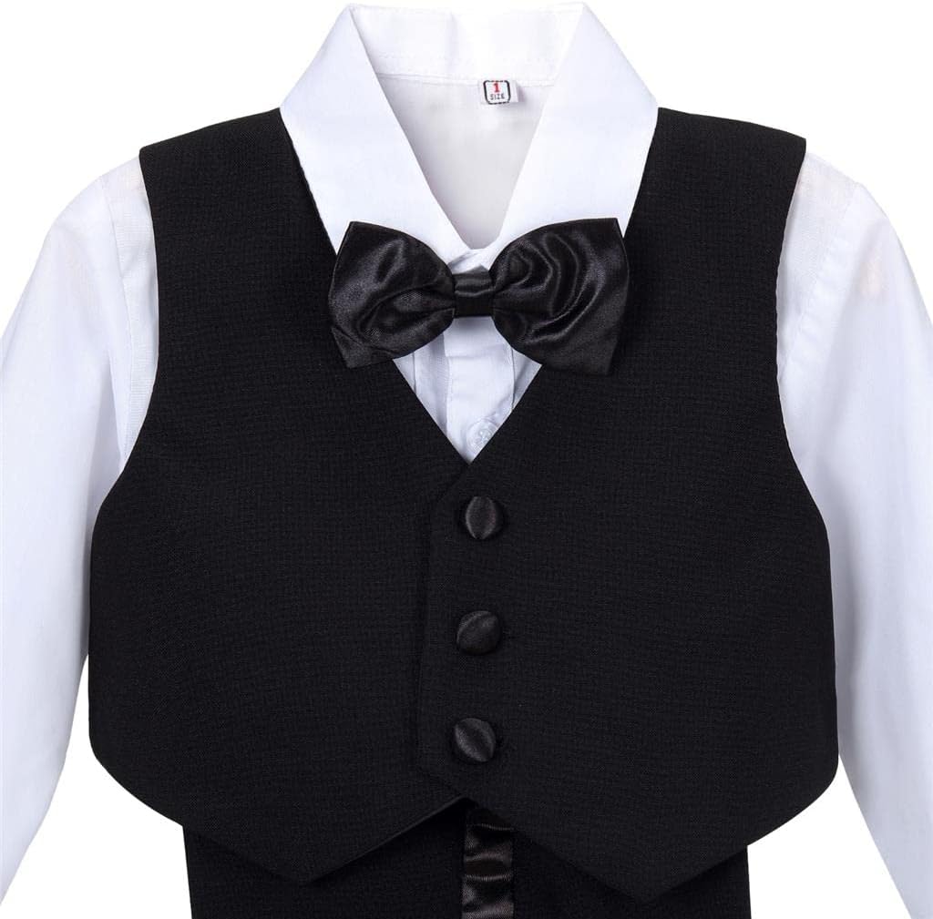 Dressy Daisy Baby Toddler Boys Tuxedo Suit Formal Wear Outfit Set Size 12-24 Months & 2T to 4T, Black Ivory White - Image 6