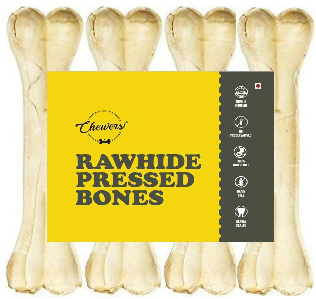 Chewers Rawhide Pressed Dog Bone 10 inches Dog Chew Bone Treat, 4 Pieces (B07WHTHRV4) Amazon Price History, Amazon Price Tracker