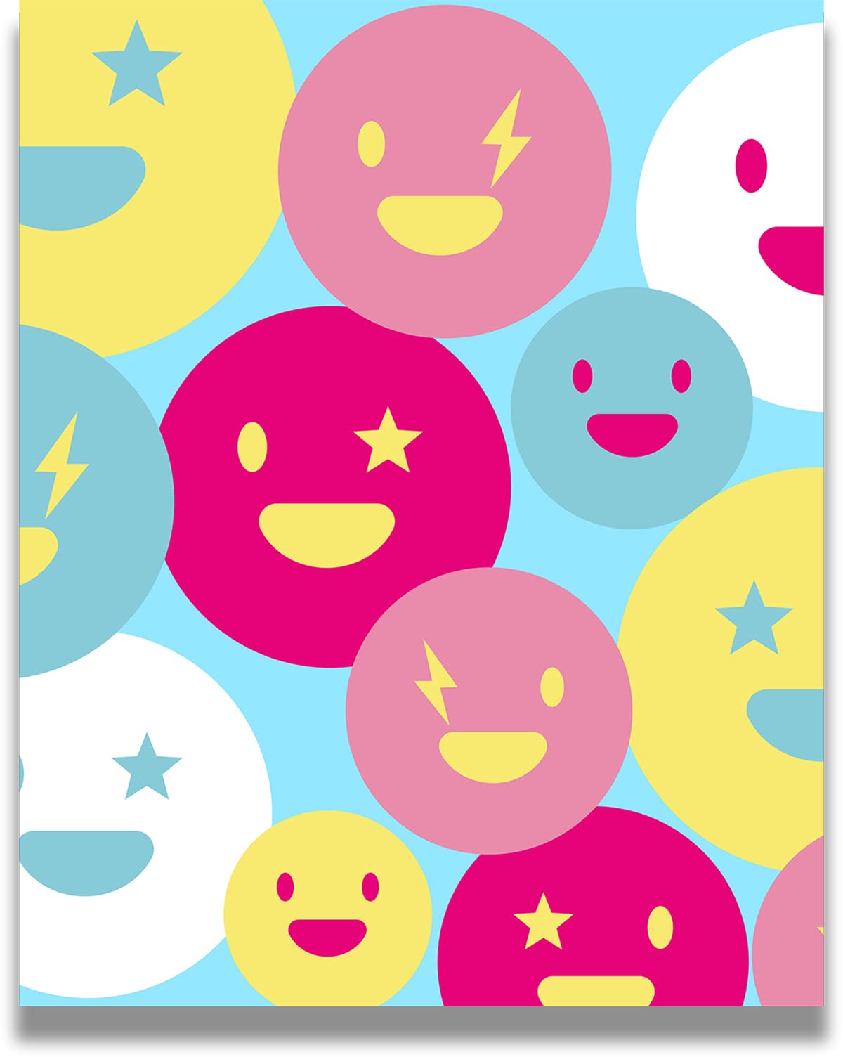 Preppy Stuff Room Decor For Teen Girls - Smiley Face Emoji Bedroom Decor - Cute Pink Room Decor Aesthetic - Trendy Wall Art - 32x40 ready to hang canvas