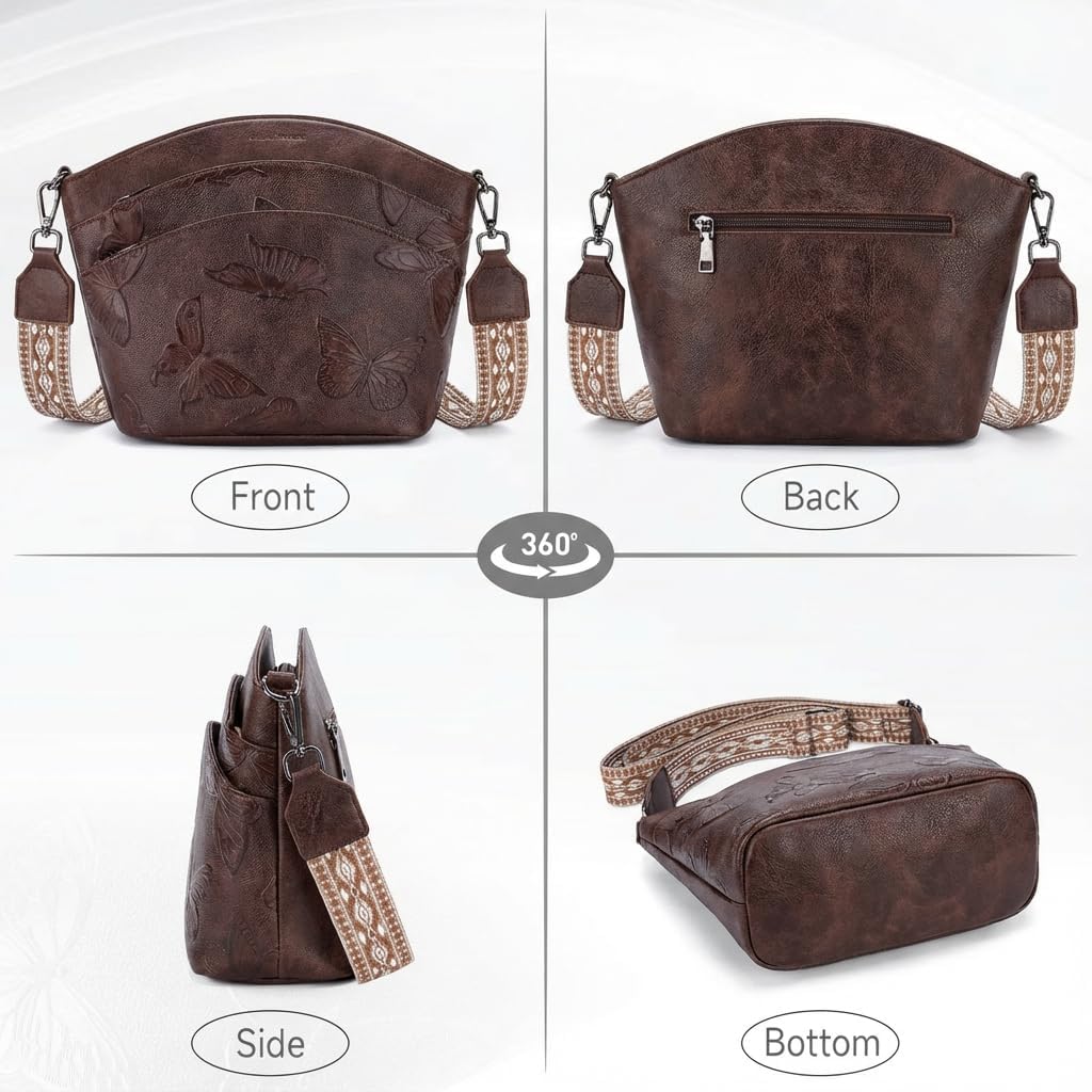 BELTANA Crossbody Purses for Women,Multi Pocket Medium Crossbody Bag,Adjustable Strap Shoulder Bag Butterfly Design | Zipper Pockets, Adjustable Strap, Lightweight, Satchel Bag, Gift for Women - Image 5