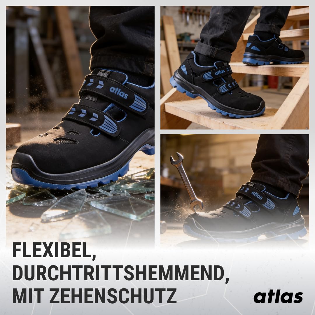 Atlas SL 465 XP Blue ESD Sicherheitschuhe Arbeitsschuhe für Herren und Damen S1P leicht, dynamisch, Aluminiumkappe