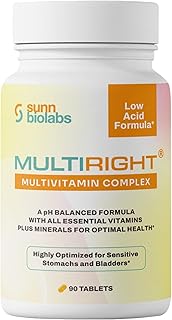 MULTIRIGHT | Low Acid MULTIVITAMIN for Sensitive Stomachs, Bladders or IC | 14 Vitamins & 14 Minerals | Bladder-Friendly, pH Balanced | Easy on Digestion-Less Acidic | Buffered Vitamin C | 90 Tablets