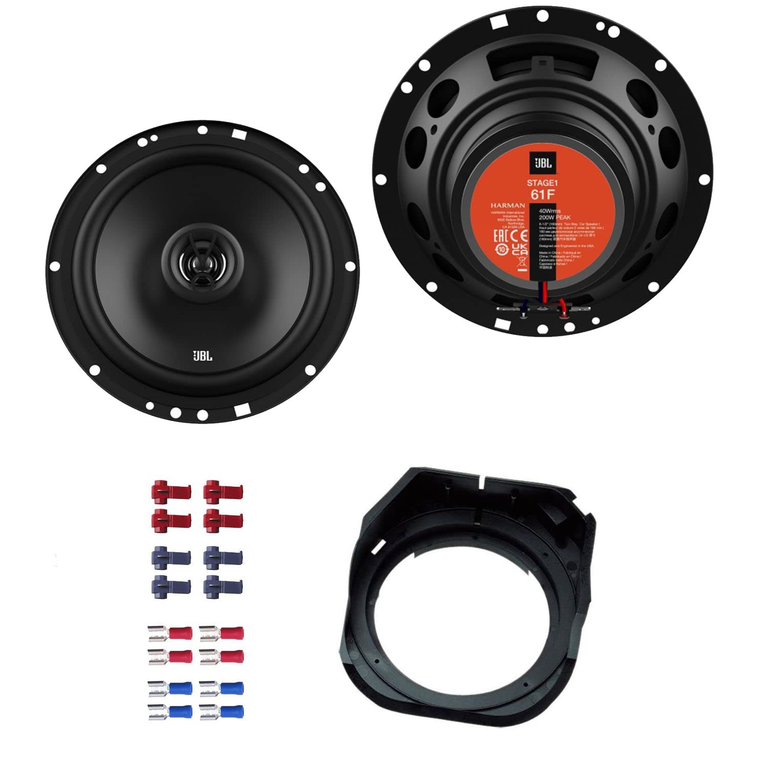 JBL Stage1 61F Lautsprecher mit Einbauset passend für Mercedes C-Klasse Limo (W202) 1993-2000 Heckablage 400 W 165mm 2 Wege Koax