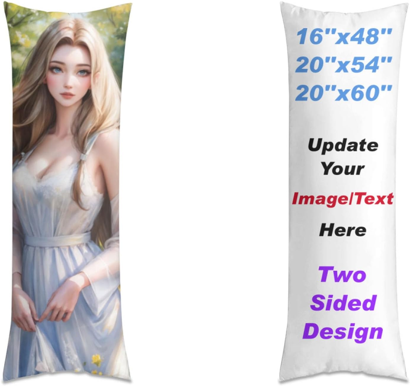 ERBRA Custom Body Pillow Case Cover with Picture Text，Personalized Pillows Case for Wedding Gift