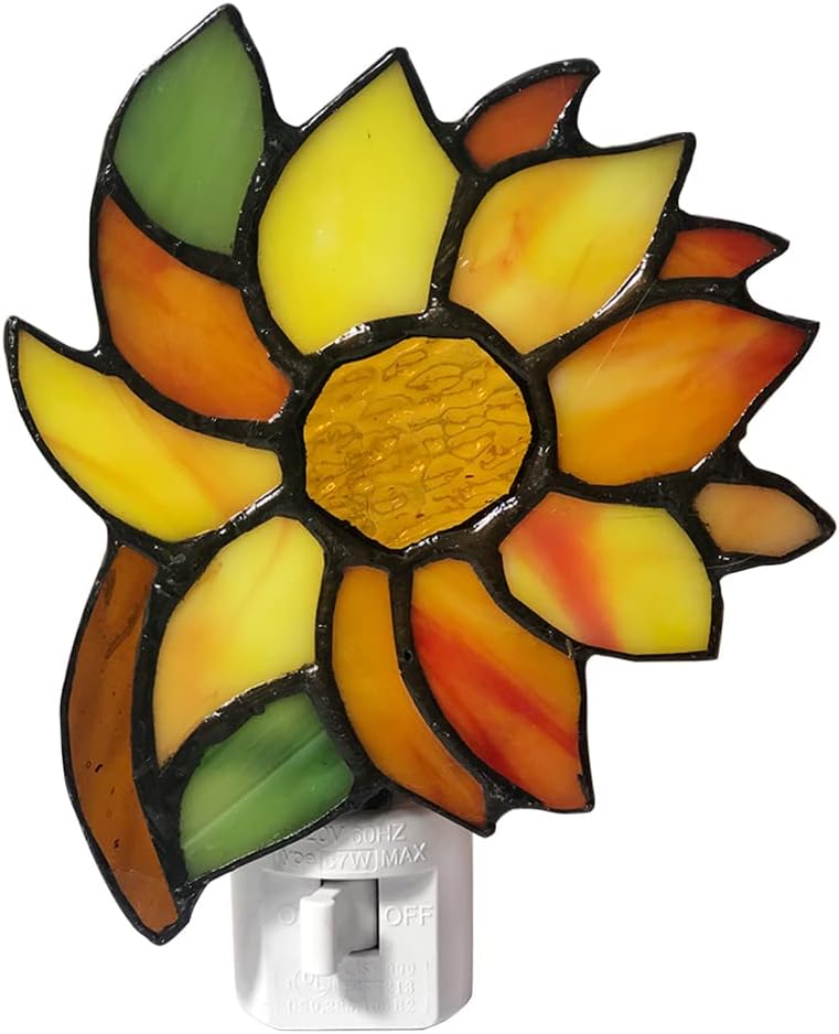 Stained Glass Sunflower Night Light,Suitable for corridors, bedrooms, and Kitchens.A Gift for mom.DYM8011