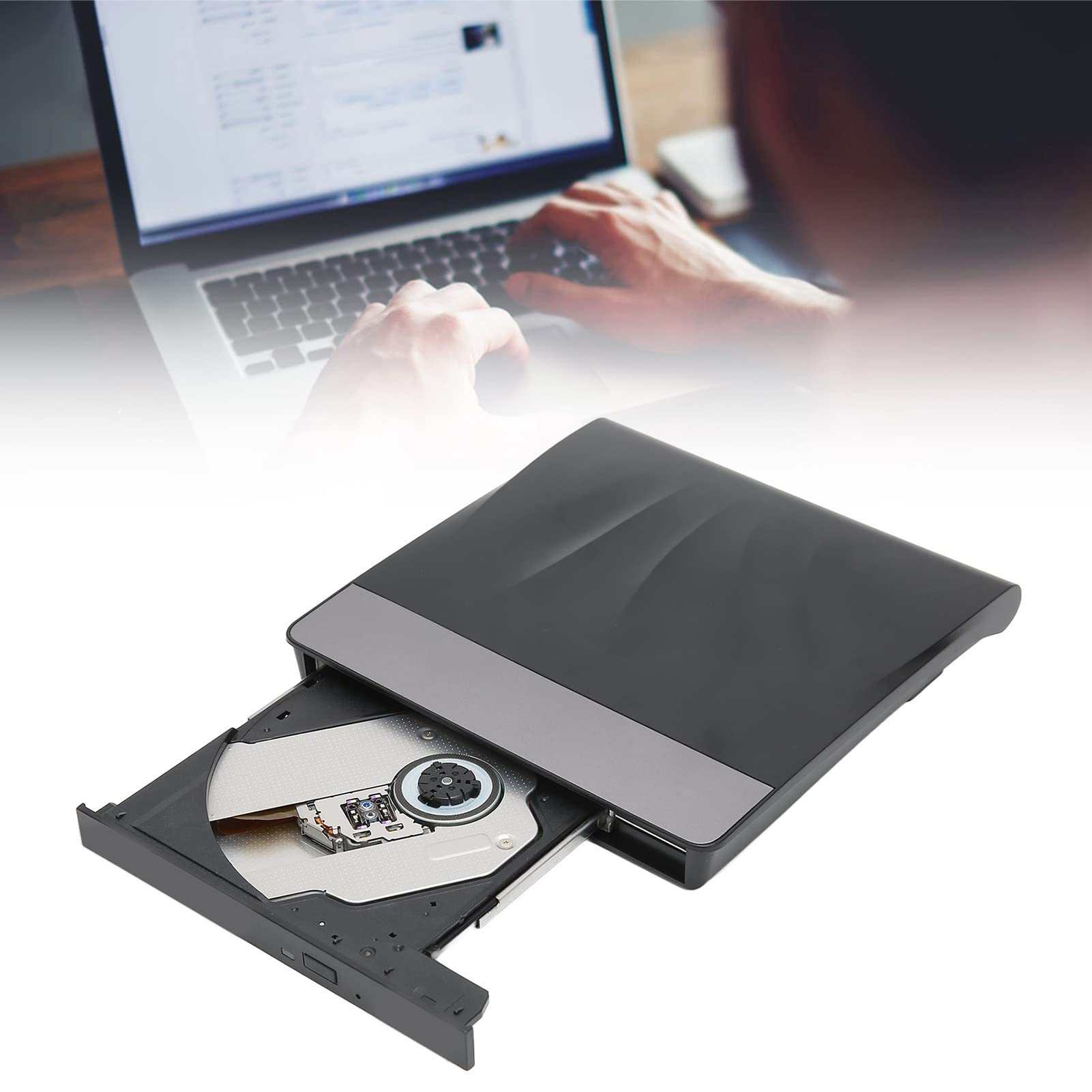 Externes DVD Laufwerk, USB 3.0 und Typ C Dual Ports Low Noise Dos Boot und Systemwiederherstellungsprobleme CD Brenner, Eigenständiger Plug and Play Betrieb für CD DVD für Win10(Blu-Ray-Brennen)