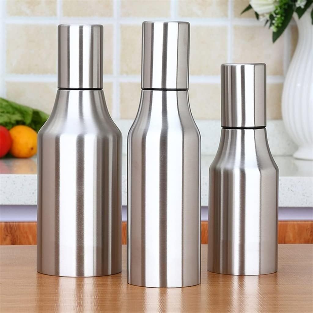 Stainless Steel Vinegar Olive Dispenser Bottles Leak-Proof Kitchen Supplies 500/750/1000ml (Color : Silver, Size : 500ml)