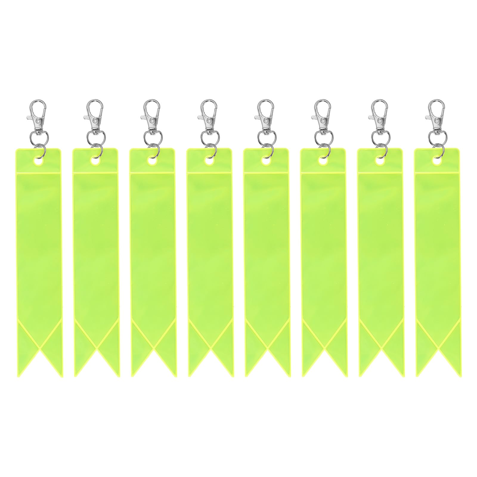 PATIKIL Safety Reflector 6"x1", 8 Pack Reflector Tag Pendant Reflective Safety Keychain Gear with Clip for Backpack Cycling Running Wheelchairs, Fluorescent Green