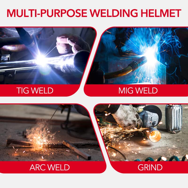 Image of TRQWH Welding Helmet with Light True Color Auto Darkening Welding Helmets for Men Solar Powered Welding Hood with 2 Arc Sensor Wide Shade 4 /9-13 for TIG MIG ARC Cool Welder Mask