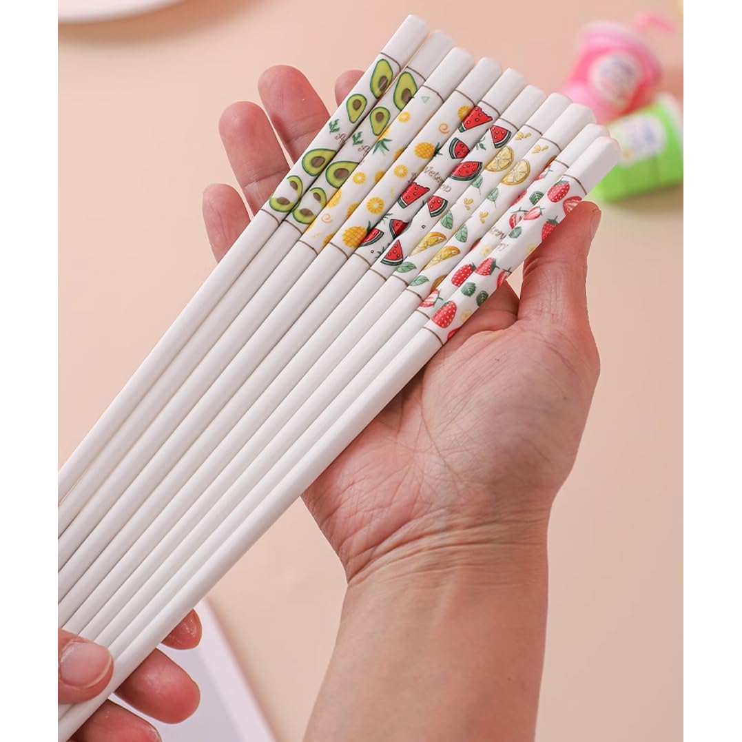 2 Pairs Porcelain Chopsticks With Ceramic Holder – Green Bamboo Pattern, Dishwasher Safe, Reusable Chinese/Japanese Style