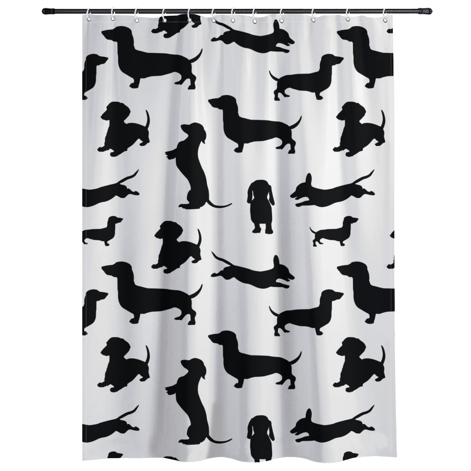 Black Dog Shower Curtain Machine Washable Waterproof Mould Resistant Shower Curtains with Hooks Polyester Fabric Bath Curtain Black and White Bathroom Curtains 180×180cm Home Decor 180×180cm