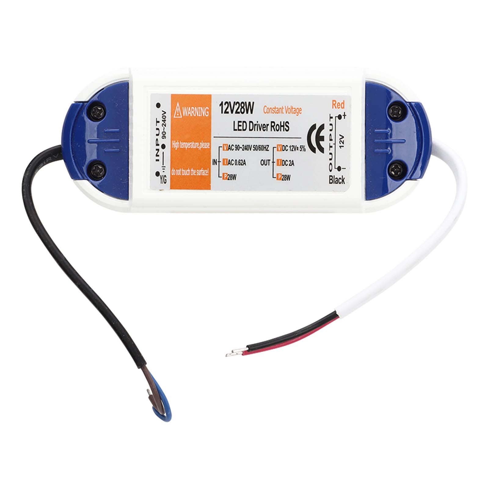 LED Power Supply - LED Power Transformer Adapter LED Driver for Home Lighting, 0.62A AC90‑240V to DC12V (12V 2A 28W)