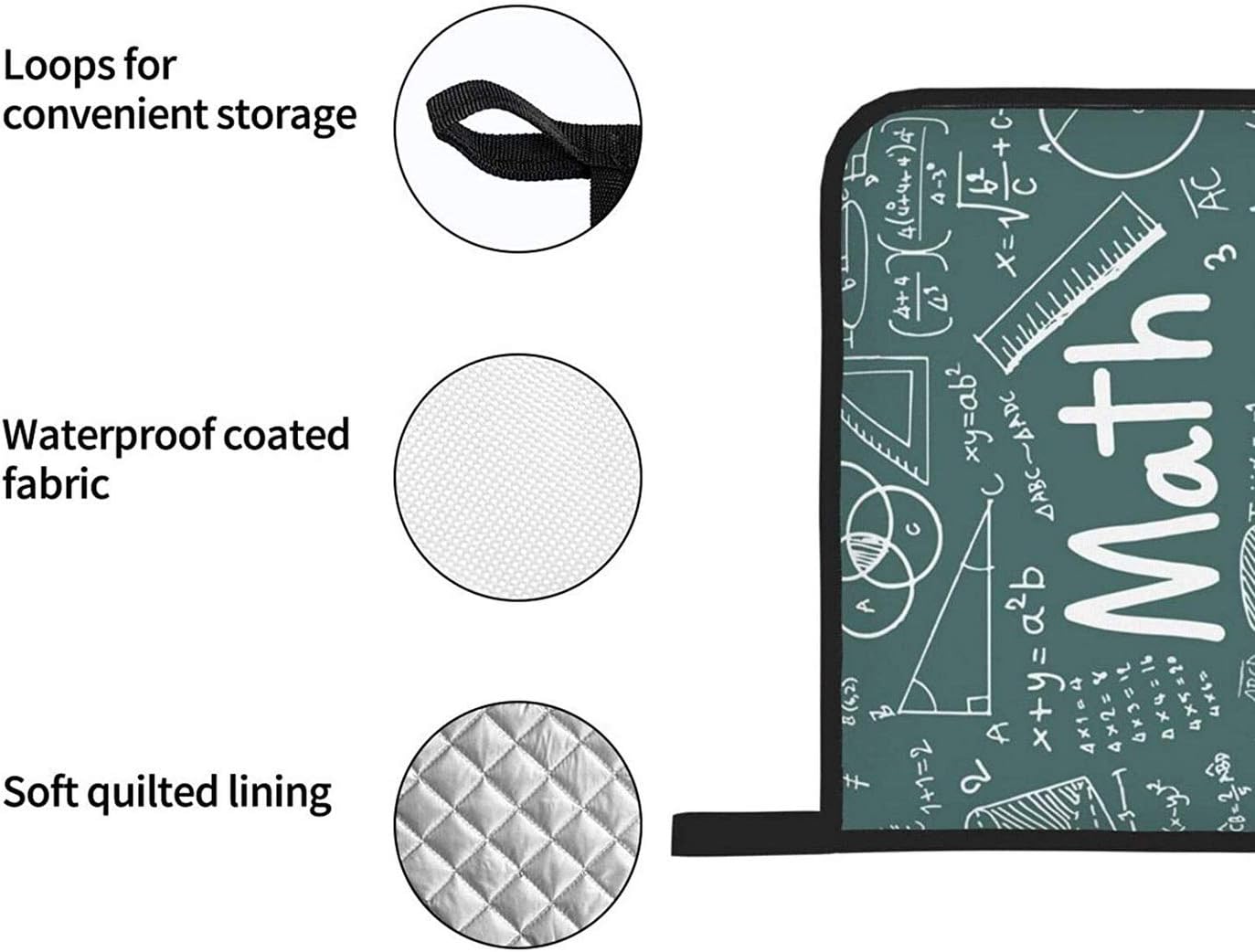 Math Theory Mathematical Formula Equation Oven Mitts and Potholders Kitchen Set 4 Pcs, Heat Resistant Oven Gloves Pot Holders for BBQ Baking Grilling