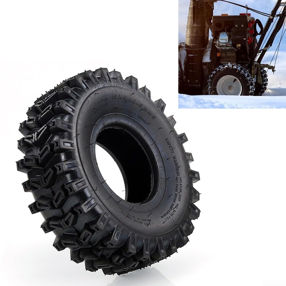 Neumático sin cámara de 15 x 5.00-6 de goma resistente de 4 capas para ATV Go Kart cortacésped tractor de jardín quitanieves grueso resistente al desgaste neumático de vacío todo terreno
