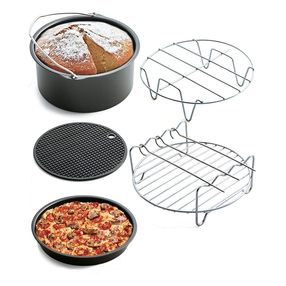 Accessoires Friteuse à Air 5 Pcs Moule Gâteau Pizza Tapis Silicone Air Fryer 2.6 à 5.8 QT