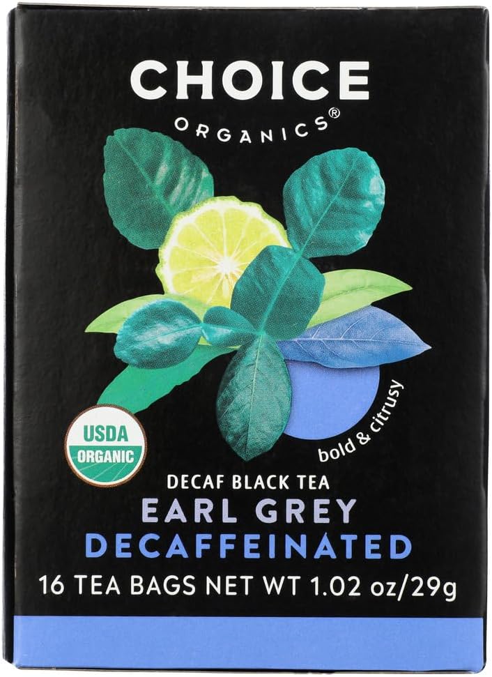 Choice Organic Teas Decaffeinated Earl Grey Tea - 16 Tea Bags - Case of 6