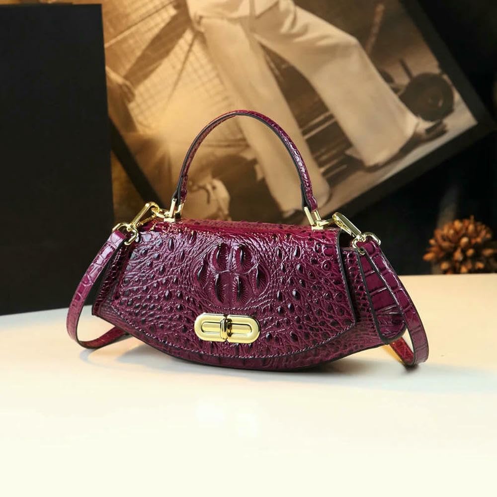 Sljym Women's 2 Handbags Genuine Leather Small Shoulder Saddle Trend Portable Crossbody Bags