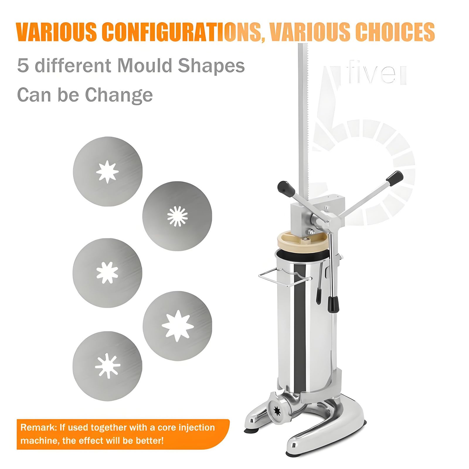 Churrera Manual Multifuncional - Churrera Española Comercial De Acero Inoxidable De 2l/3l con 5 Moldes,Ideal para Meriendas,Donas Y Churros, Restaurantes,Panaderías Y Cafeterías 3L
