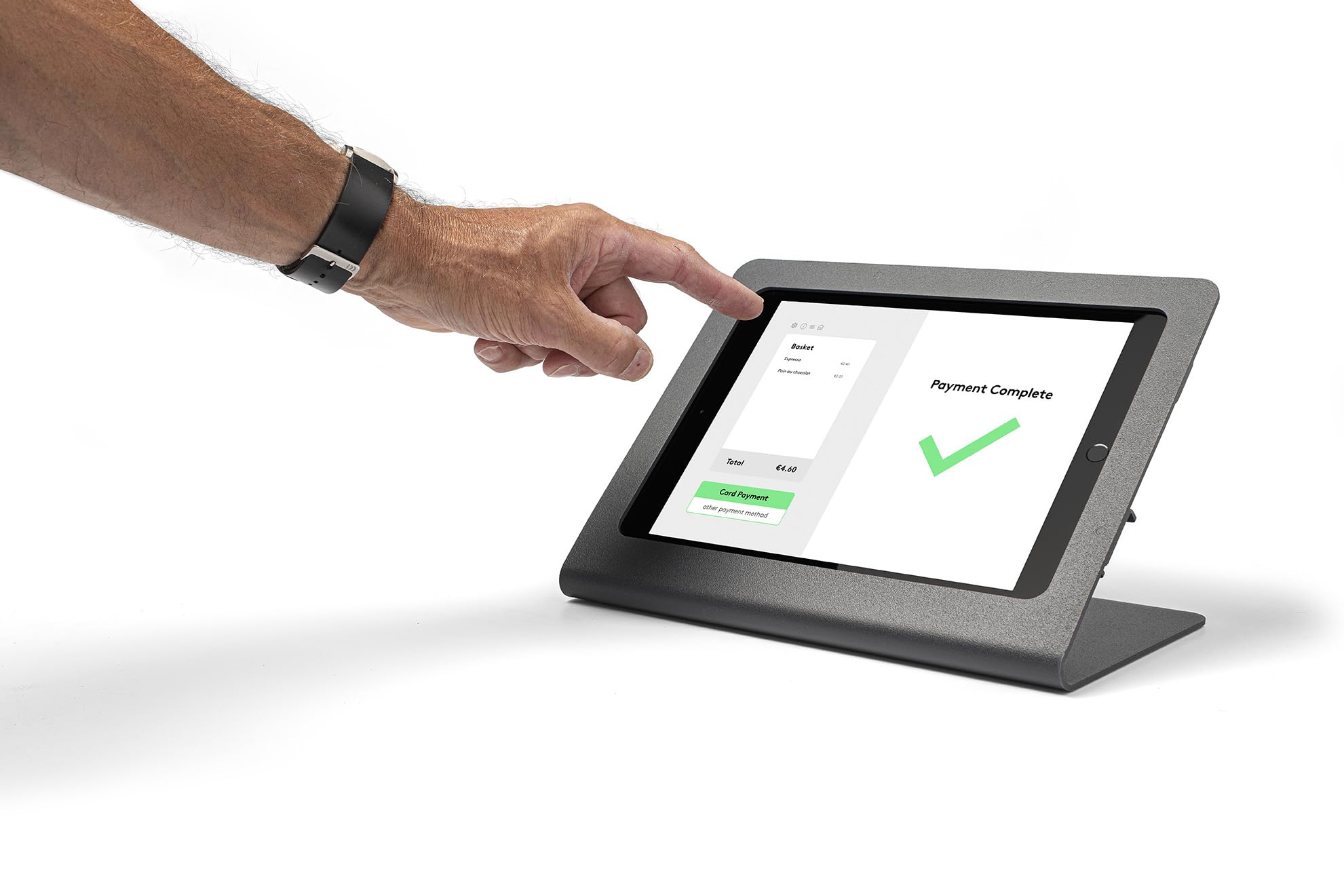Supporto per iPad antifurto | Supporto da tavolo sicuro in metallo per tablet per business, POS e retail | Compatibile con iPad 10ª gen (2022) e 11ª gen A16 (2025), nero
