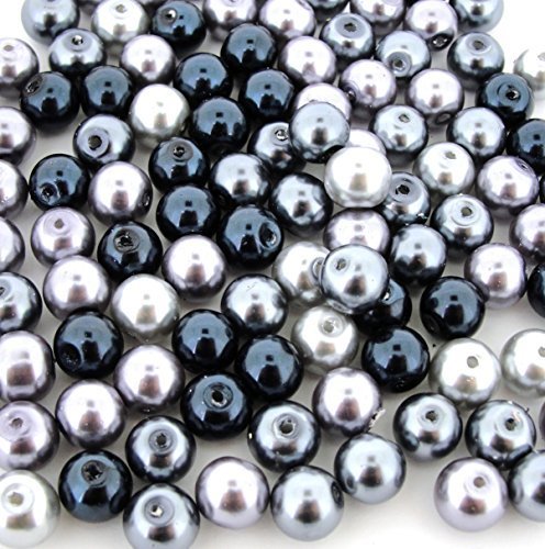 Beads Direct USA's Glass Pearls Mix 100pcs 8mm - Silver-Grey Mix