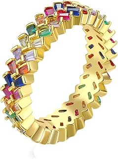 Anillo de compromiso vintage, anillo de cristal, joyería de circonita cúbica, chapado en oro, talla L 1/2, 4,9 mm, con circonita cúbica geométrica para mujer