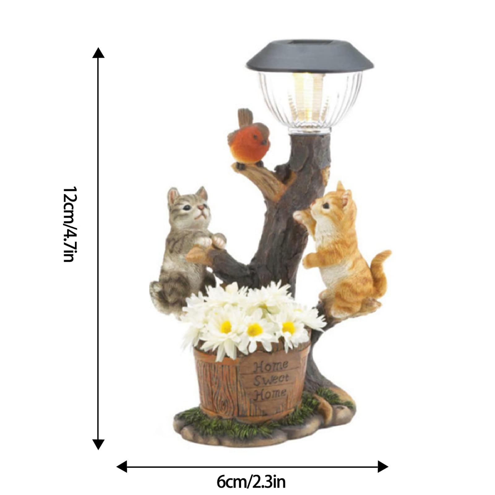 Mersyn Garden Solar Lights Animal Garden Statue, Garden Ornaments Outdoor Cat Statue, Cat Ornaments for Outdoors Garden Yard Walkway (Cartoon Cat) - Image 2