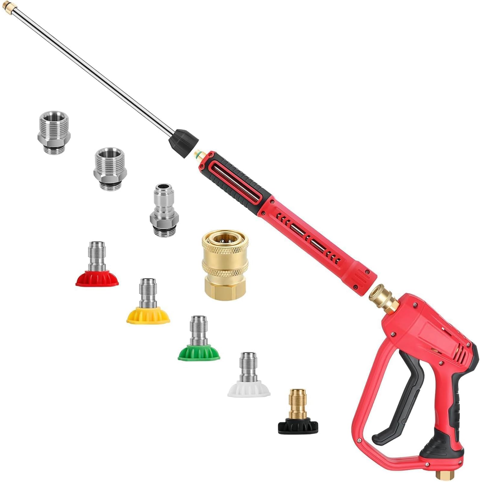 Juego de adaptadores de alta presión, M22-14 mm a 1/4 pulgadas, de latón, 5000 psi, 4 unidades (largas)