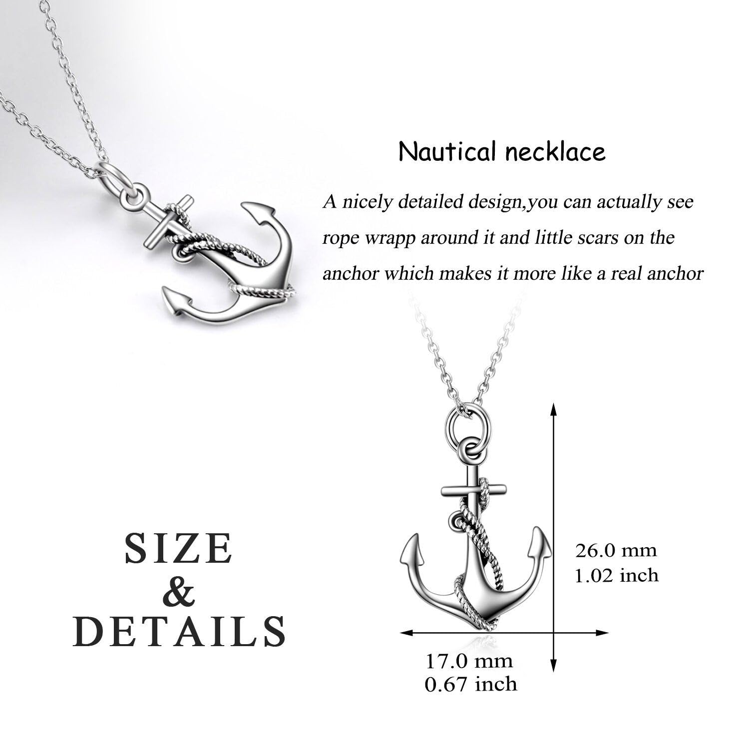 YAFEINI Anker Damen Kette 925 Sterling Silber Damen Halskette Schmuck Kette für Mädchen Herren Damen
